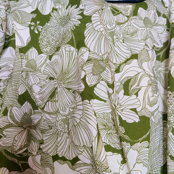 J. Crew Liberty London Cut Out Linear Green Floral Cotton Poplin Midi Dress 12 - Picture 10 of 15